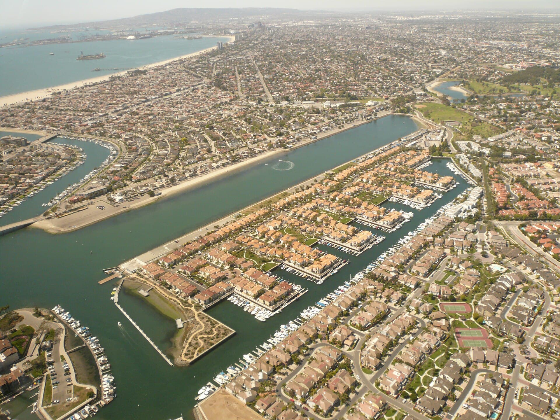 Marine Stadium and the Long Beach waterfront from the air